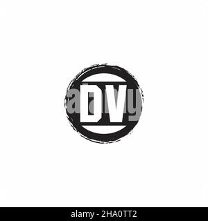 Logo DV lettre initiale Monogramme avec modèle de forme de cercle abstrait isolé sur fond blanc Illustration de Vecteur