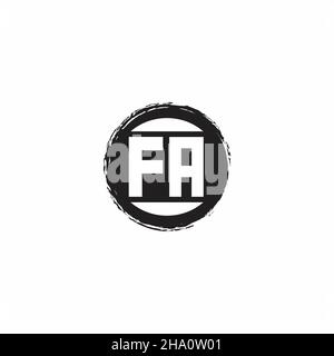 Logo FA lettre initiale Monogramme avec modèle de forme de cercle abstrait isolé sur fond blanc Illustration de Vecteur