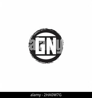 Logo GN lettre initiale Monogramme avec modèle de forme de cercle abstrait isolé sur fond blanc Illustration de Vecteur