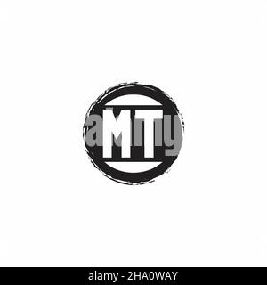 Logo MT lettre initiale Monogramme avec modèle de forme de cercle abstrait isolé sur fond blanc Illustration de Vecteur