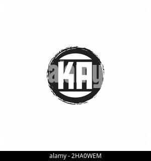 KA logo lettre initiale Monogramme avec modèle de forme de cercle abstrait isolé sur fond blanc Illustration de Vecteur