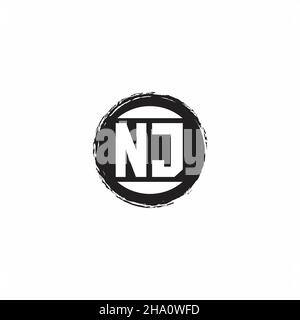 Logo NJ lettre initiale Monogramme avec modèle de forme de cercle abstrait isolé sur fond blanc Illustration de Vecteur