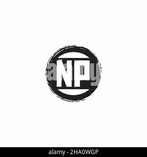 Logo NP lettre initiale Monogramme avec modèle de forme de cercle abstrait isolé sur fond blanc Illustration de Vecteur