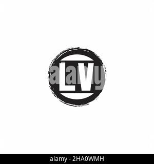 Logo LV lettre initiale Monogramme avec modèle de forme de cercle abstrait isolé sur fond blanc