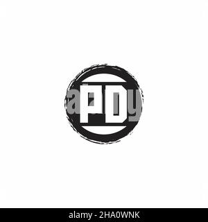 Logo PD lettre initiale Monogramme avec modèle de forme de cercle abstrait isolé sur fond blanc Illustration de Vecteur