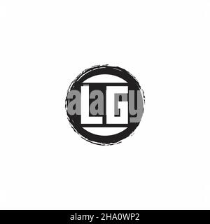 Logo LG lettre initiale Monogramme avec modèle de forme de cercle abstrait isolé sur fond blanc Illustration de Vecteur