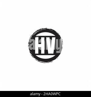 Logo HV lettre initiale Monogramme avec modèle de forme de cercle abstrait isolé sur fond blanc Illustration de Vecteur