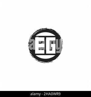 LOGO EG lettre initiale Monogramme avec modèle de forme de cercle abstrait isolé sur fond blanc Illustration de Vecteur