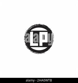 Logo LP lettre initiale Monogramme avec modèle de forme de cercle abstrait isolé sur fond blanc Illustration de Vecteur