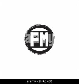 Logo FM lettre initiale Monogramme avec modèle de forme de cercle abstrait isolé sur fond blanc Illustration de Vecteur