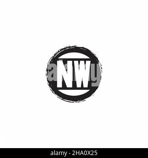 Logo NW lettre initiale Monogramme avec modèle de forme de cercle abstrait isolé sur fond blanc Illustration de Vecteur