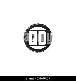 Logo QD lettre initiale Monogramme avec modèle de forme de cercle abstrait isolé sur fond blanc Illustration de Vecteur