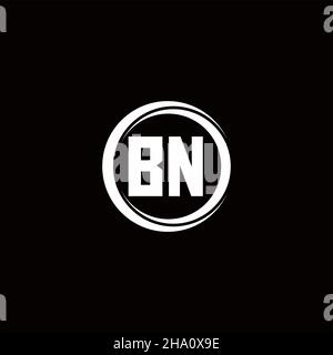 Logo BN lettre initiale monogramme avec tranche circulaire modèle de conception arrondie isolé sur fond noir Illustration de Vecteur