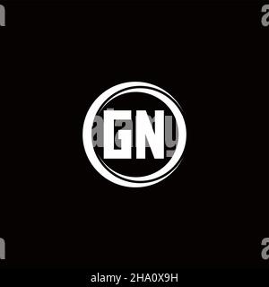 Logo GN lettre initiale monogramme avec tranche circulaire modèle de conception arrondie isolé sur fond noir Illustration de Vecteur