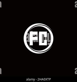 Logo FC lettre initiale monogramme avec tranche circulaire modèle de conception arrondie isolé sur fond noir Illustration de Vecteur