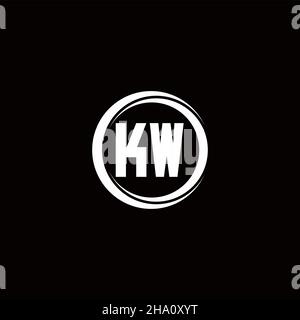 LOGO KW lettre initiale monogramme avec tranche circulaire modèle de conception arrondie isolé sur fond noir Illustration de Vecteur