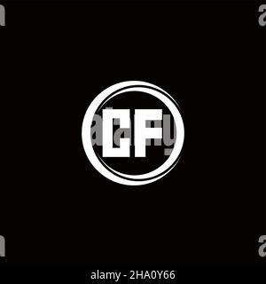 Logo CF lettre initiale monogramme avec tranche circulaire modèle de conception arrondie isolé sur fond noir Illustration de Vecteur