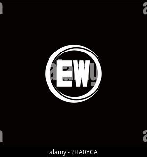 Logo EW lettre initiale monogramme avec tranche circulaire modèle de conception arrondie isolé sur fond noir Illustration de Vecteur