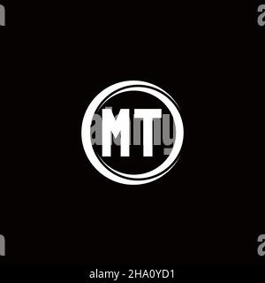 Lettre initiale du logo MT monogramme avec tranche circulaire modèle de conception arrondie isolé sur fond noir Illustration de Vecteur