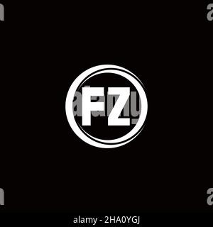 Logo FZ lettre initiale monogramme avec tranche circulaire modèle de conception arrondie isolé sur fond noir Illustration de Vecteur