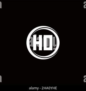 HO logo lettre initiale monogramme avec cercle tranche modèle de conception arrondi isolé dans fond noir Illustration de Vecteur