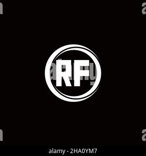 Logo RF lettre initiale monogramme avec tranche circulaire modèle de conception arrondie isolé sur fond noir Illustration de Vecteur