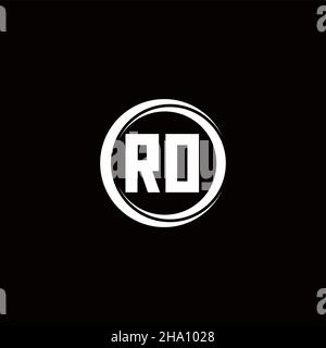Logo RO lettre initiale monogramme avec tranche circulaire modèle de conception arrondie isolé sur fond noir Illustration de Vecteur