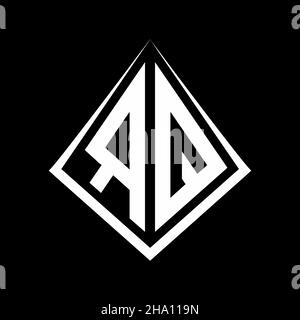 RQ logo lettres monogramme avec prisma forme design modèle vecteur icône moderne Illustration de Vecteur