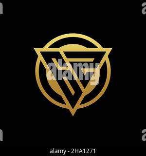 Monogramme du logo ZT avec forme triangulaire et cercle de style arrondi isolé sur des couleurs or et fond noir modèle de conception Illustration de Vecteur