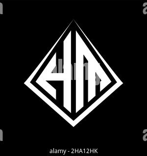 HM logo lettres monogramme avec prisma forme design modèle vecteur icône moderne Illustration de Vecteur