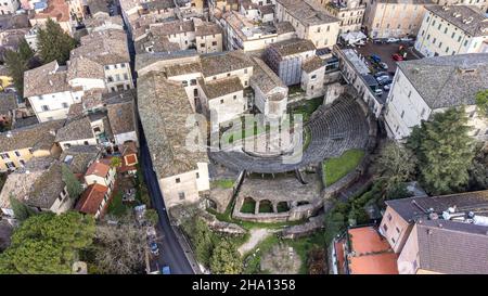 Théâtre romain, Teatro Romano, Spoleto, Ombrie, Italie Banque D'Images