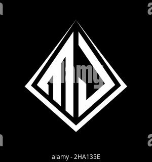 MJ logo lettres monogramme avec prisma forme design modèle vecteur icône moderne Illustration de Vecteur