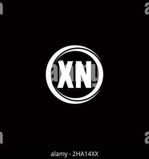 LOGO XN lettre initiale monogramme avec tranche circulaire modèle de conception arrondie isolé sur fond noir Illustration de Vecteur