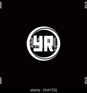LOGO YR lettre initiale monogramme avec tranche circulaire modèle de conception arrondie isolé sur fond noir Illustration de Vecteur