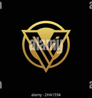 Monogramme avec logo NA de forme triangulaire et cercle de style arrondi isolé sur des couleurs or et fond noir modèle de conception Illustration de Vecteur