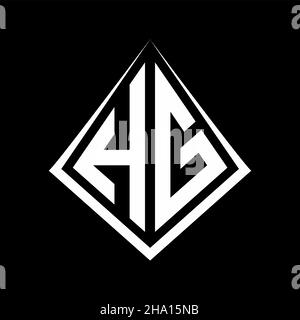 HG logo lettres monogramme avec prisma forme design modèle vecteur icône moderne Illustration de Vecteur