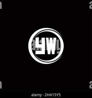 Logo YW lettre initiale monogramme avec tranche circulaire modèle de conception arrondie isolé sur fond noir Illustration de Vecteur