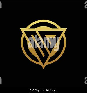 Logo OQ monogramme avec forme triangulaire et cercle style arrondi isolé sur des couleurs or et fond noir modèle de conception Illustration de Vecteur