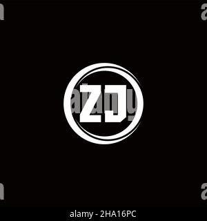 Logo ZJ lettre initiale monogramme avec tranche circulaire modèle de conception arrondie isolé sur fond noir Illustration de Vecteur