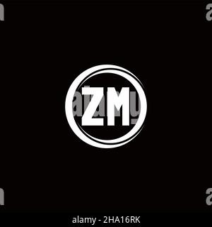 Logo ZM lettre initiale monogramme avec tranche circulaire modèle de conception arrondie isolé sur fond noir Illustration de Vecteur