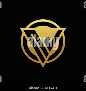 Monogramme du logo NJ avec forme triangulaire et cercle de style arrondi isolé sur des couleurs or et fond noir modèle de conception Illustration de Vecteur