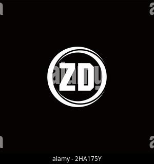 ZD logo lettre initiale monogramme avec tranche de cercle modèle arrondi isolé sur fond noir Illustration de Vecteur