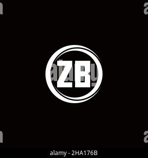 Logo ZB lettre initiale monogramme avec tranche circulaire modèle de conception arrondie isolé sur fond noir Illustration de Vecteur