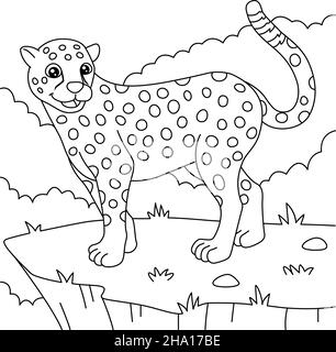 Cheetah coloriage page pour enfants Illustration de Vecteur