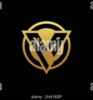 Monogramme avec logo PA de forme triangulaire et cercle de style arrondi isolé sur des couleurs or et fond noir modèle de conception Illustration de Vecteur