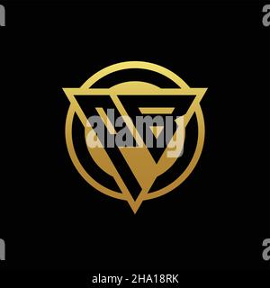 Monogramme PB logo avec forme triangulaire et cercle style arrondi isolé sur des couleurs or et fond noir modèle de conception Illustration de Vecteur