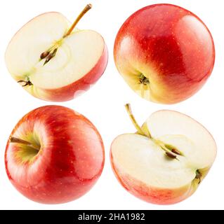 ensemble de pommes rouges isolées sur fond blanc. Banque D'Images