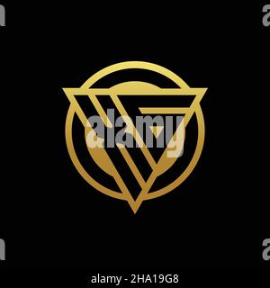 Logo XG monogramme avec forme triangulaire et cercle style arrondi isolé sur des couleurs or et fond noir modèle de conception Illustration de Vecteur