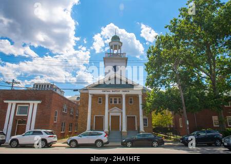 Église baptiste centrale au 65 Washington Street à Quincy, Massachusetts ma, États-Unis. Banque D'Images