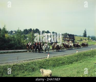 Bukowina Tatrzañska 11.1984.Wesele góralskie.NZ. Orszak weselny. ka PAP/Tadeusz ZagoŸdziñski Dok³adny dzieñ wydarzenia nieustalony.Bukowina Tatrzanska novembre 1984.La maison du peuple.Un mariage des highlanders.Photo: Le cortège de mariage. ka PAP/Tadeusz Zagozdzinski Date de l'événement inconnue. Banque D'Images